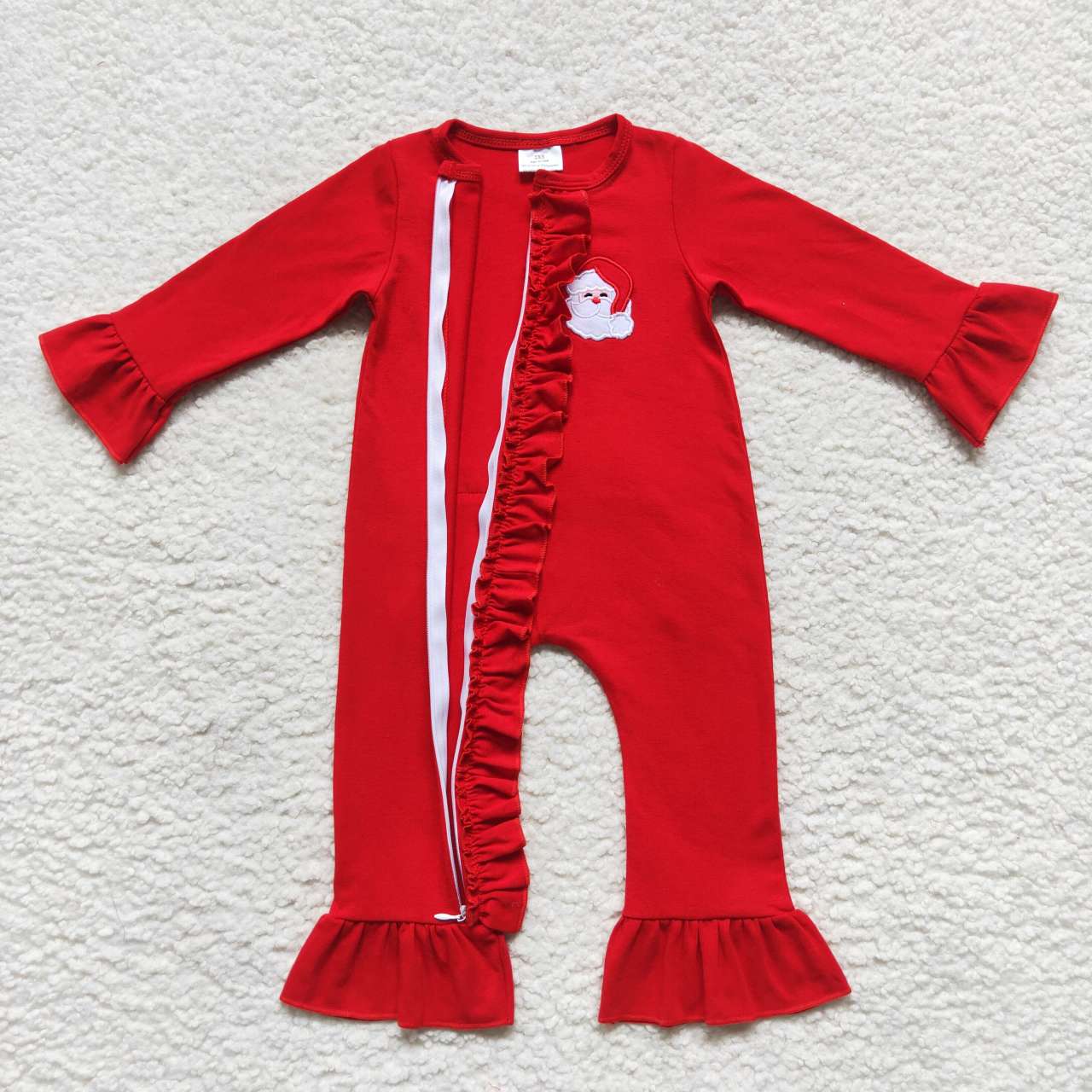LR1668 long sleeve Christmas Santa red embroidry girl romper RTS 20230925