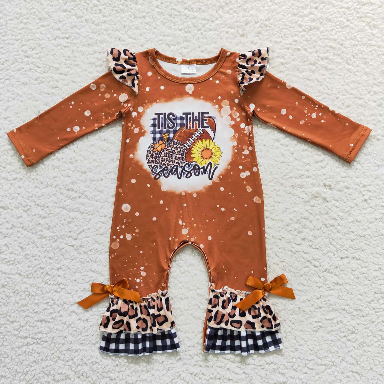 LR0611 brown pumpkin romper long sleeve girl romper 20230904 RTS