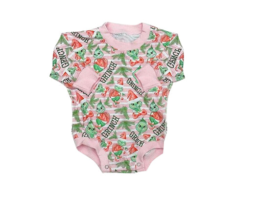 LR0642 preorder christmas grinch long sleeve girl  romper 20230811