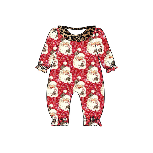 LR0645 preorder western christmas Santa long sleeve boy zipper romper 20230812