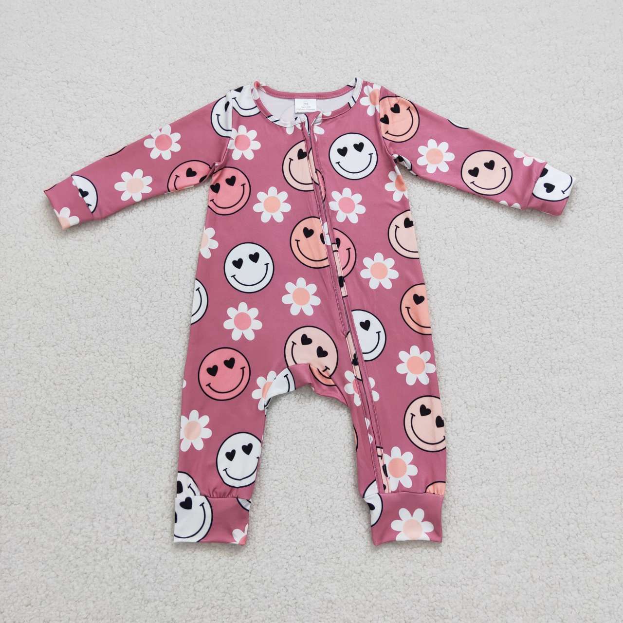 LR0649 RTS smile flower long sleeve green girl  romper 20231009