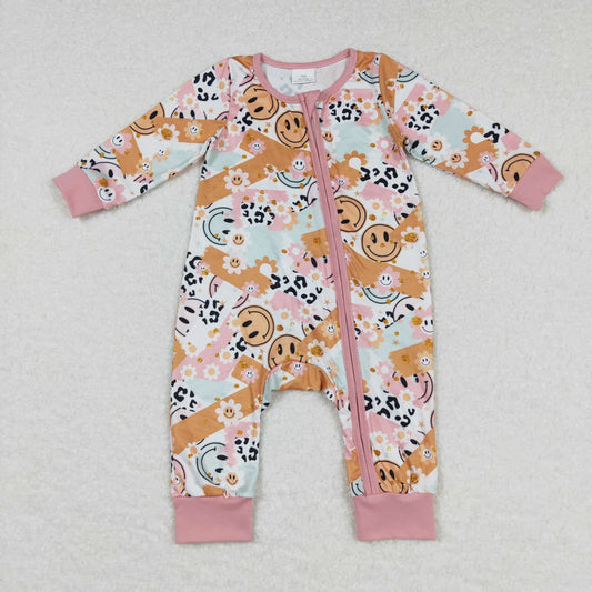 LR0684 RTS western smile zip up long sleeve kids  girl romper 20231024