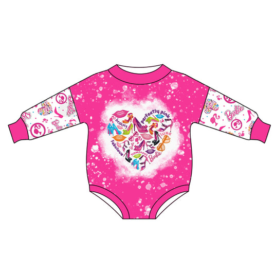 LR0691 preorder hotpink barbie long sleeve girl romper 20230902