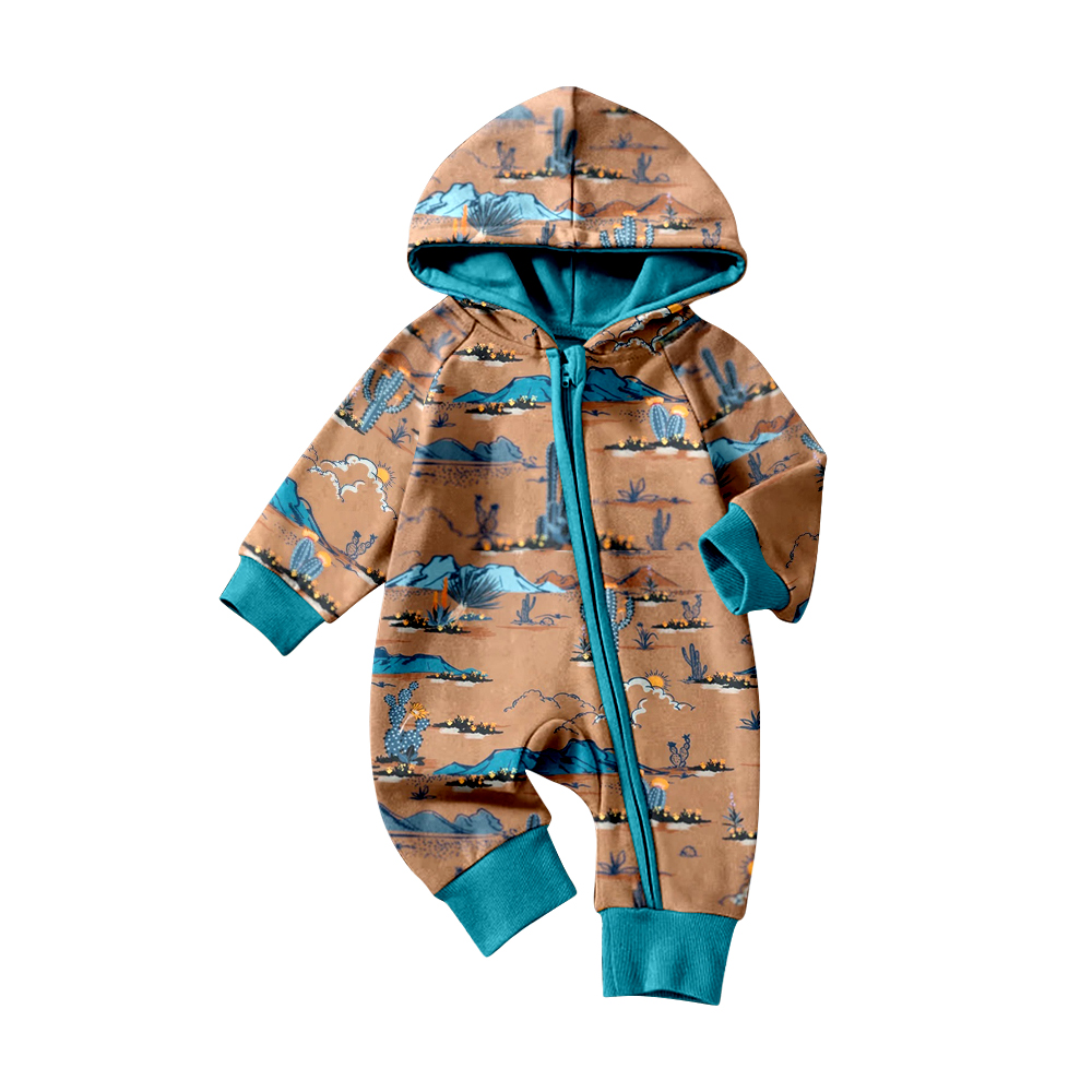 LR0702 RTS western zip long sleeve girl boy hoodie romper 20231025
