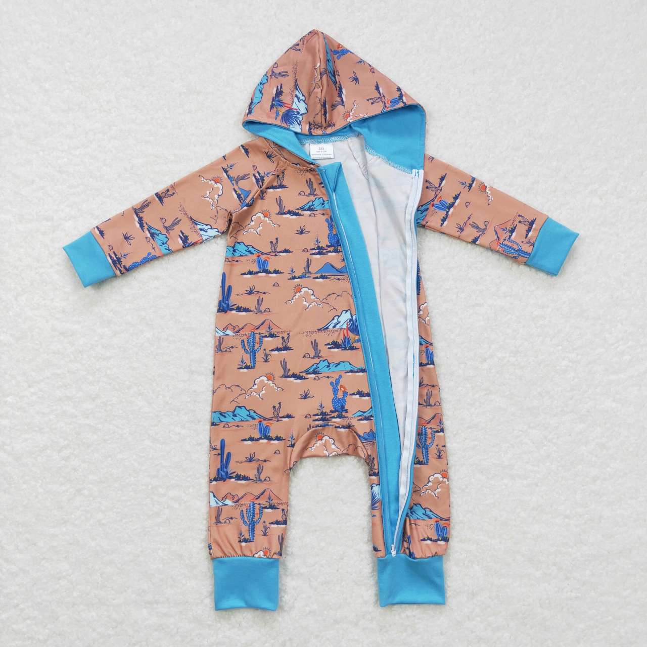 LR0702 RTS western zip long sleeve girl boy hoodie romper 20231025
