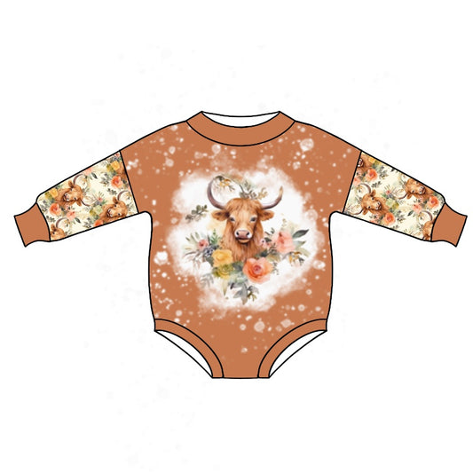 LR0705 preorder western cow long sleeve girl romper 20230902