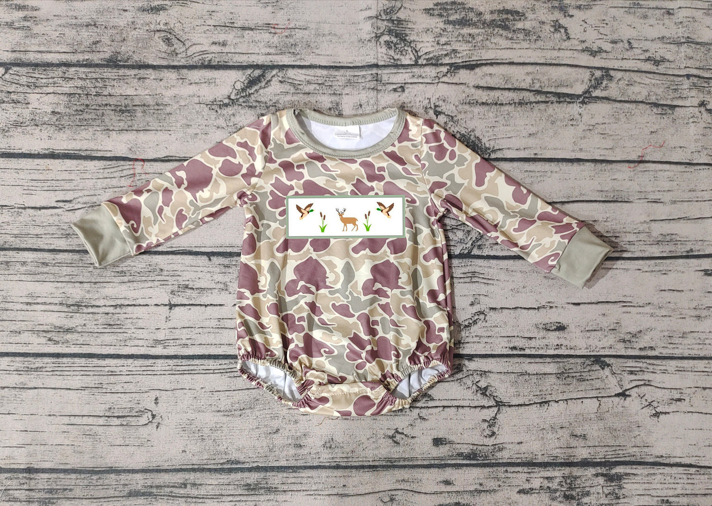 LR0714 RTS camo bird deer long sleeve kids BOY romper 20231030