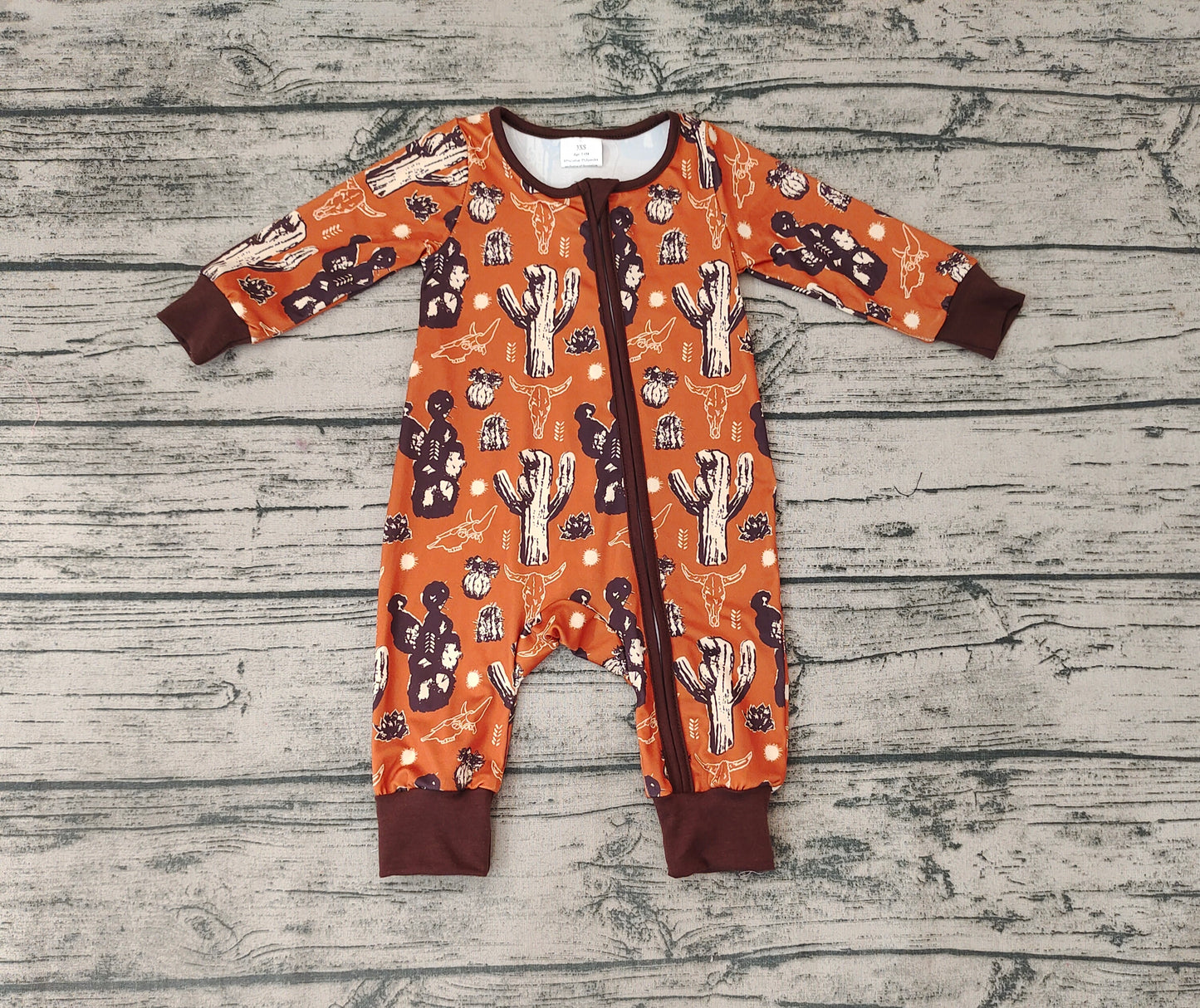 LR0726 RTS western cuctas zip long sleeve boy romper 20231014