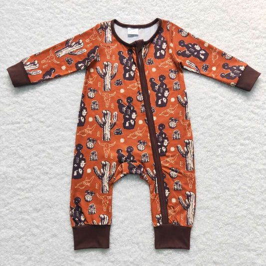 LR0726 RTS western cuctas zip long sleeve boy romper 20231014