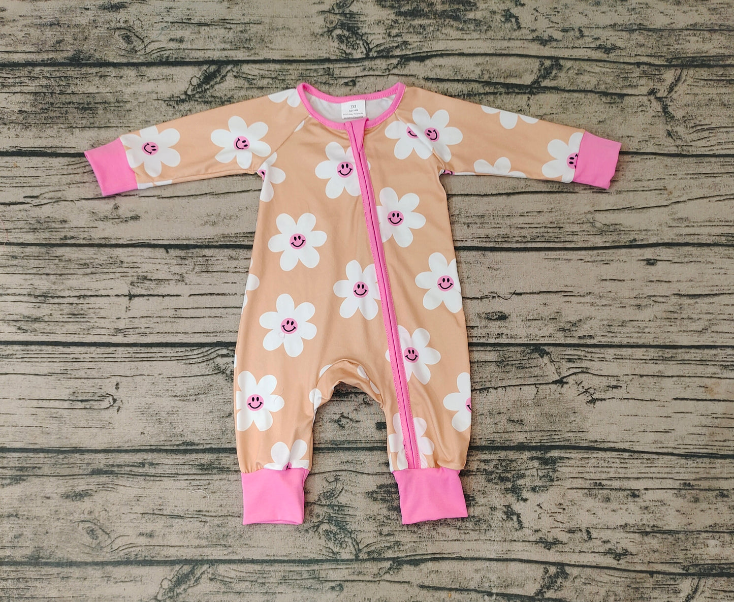LR0732 RTS flower zip long sleeve girl romper 20231025