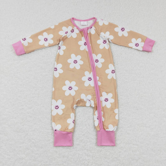 LR0732 RTS flower zip long sleeve girl romper 20231025