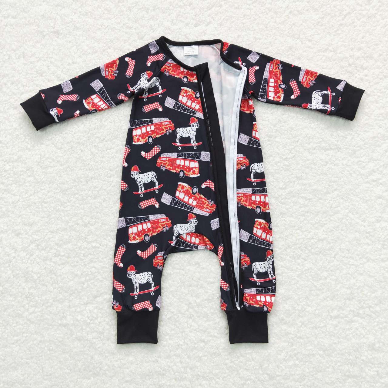 LR0735 RTS skateboarding dog bus zip long sleeve boy romper 20231024