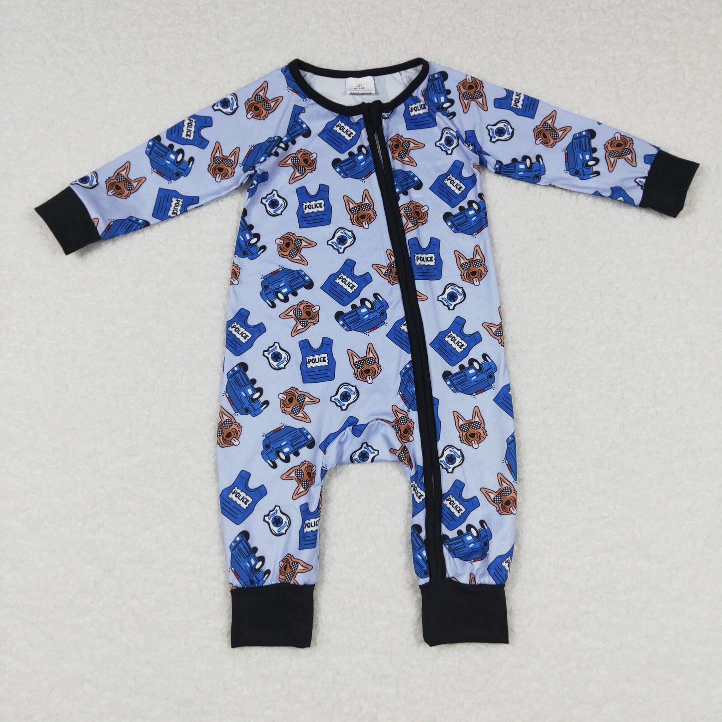 LR0736 RTS police dog zip long sleeve boy romper 20231019