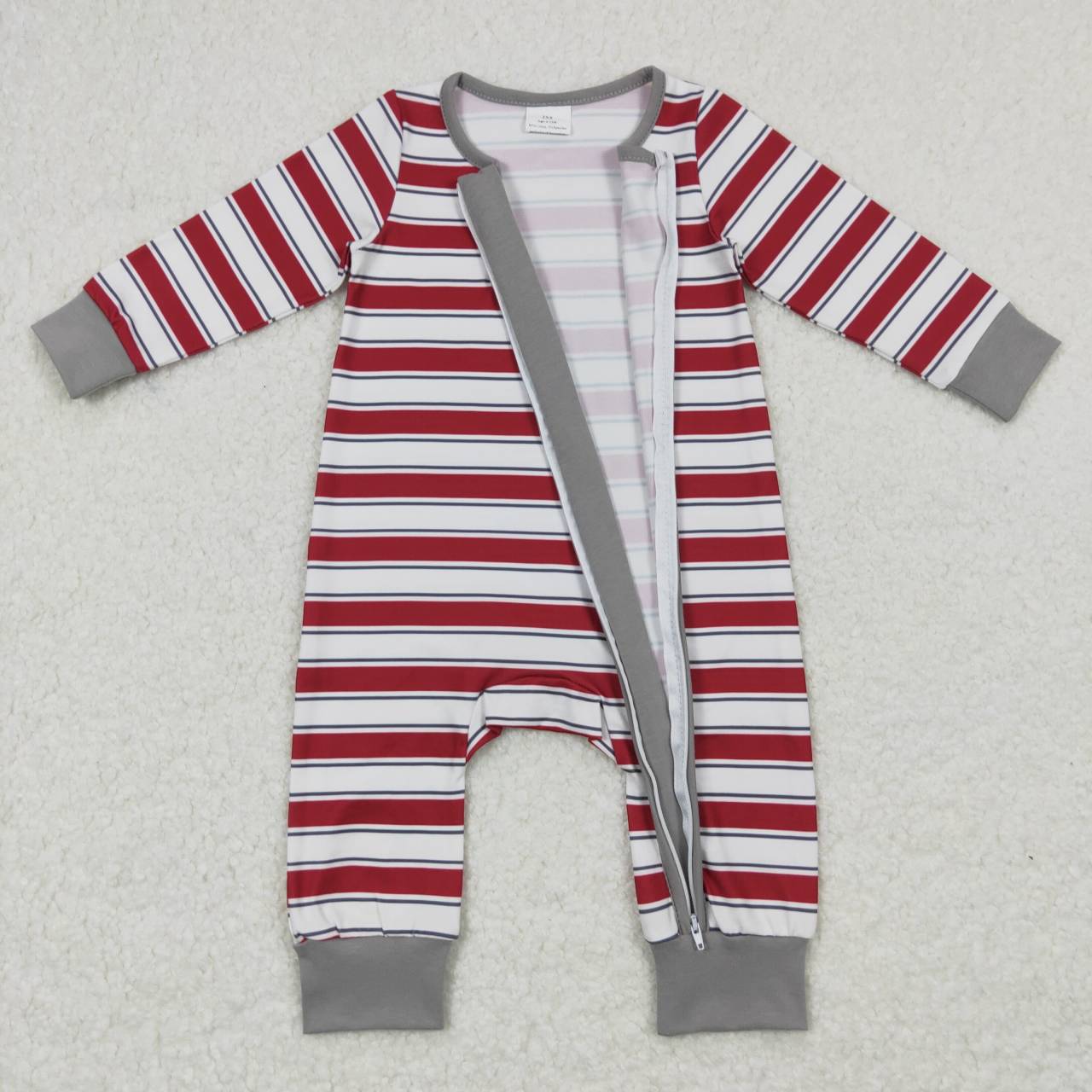 LR0748 RTS western  stripe zip up long sleeve kids boy girl romper 20231024