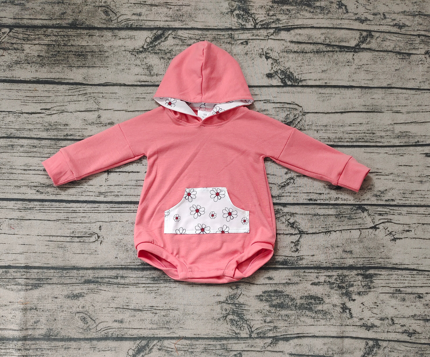 LR0758 RTS pink flower long sleeve girl romper 20231025