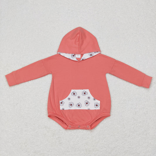 LR0758 RTS pink flower long sleeve girl romper 20231025