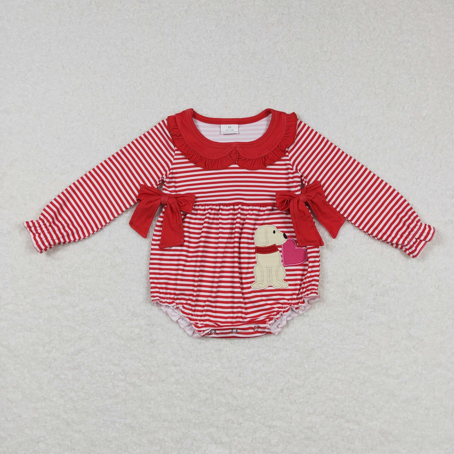 LR0763 Long sleeve boy embroidery stripe bubble romper RTS 202301028