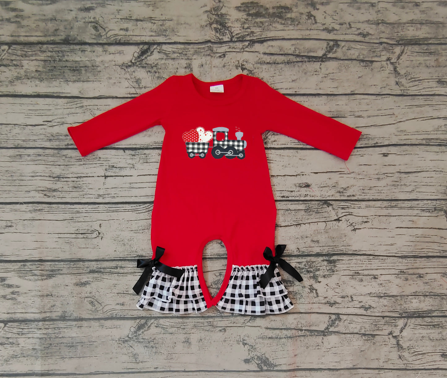 LR0783 Valentine love tractor long sleeve boy romper 20231101 RTS