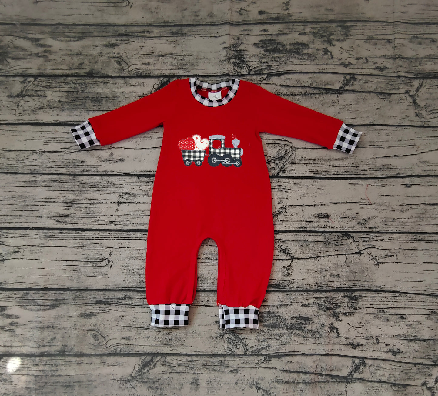 LR0783 Valentine love tractor long sleeve boy romper 20231101 RTS