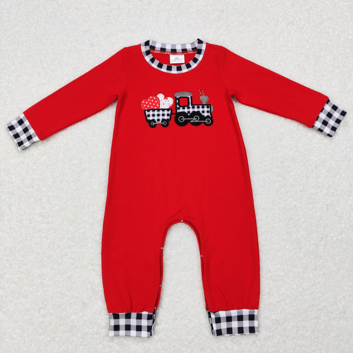 LR0783 Valentine love tractor long sleeve boy romper 20231101 RTS