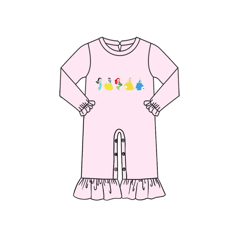 LR0791 preorder princess pink long sleeve kids pink girl romper 20231007
