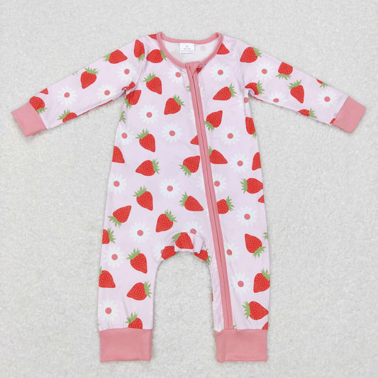 LR0795 RTS strawberry long sleeve pink girl romper 2023101111