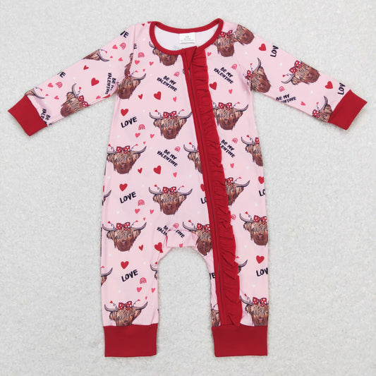 LR0804 zip up cow love long sleeve girl romper 2023112 RTS