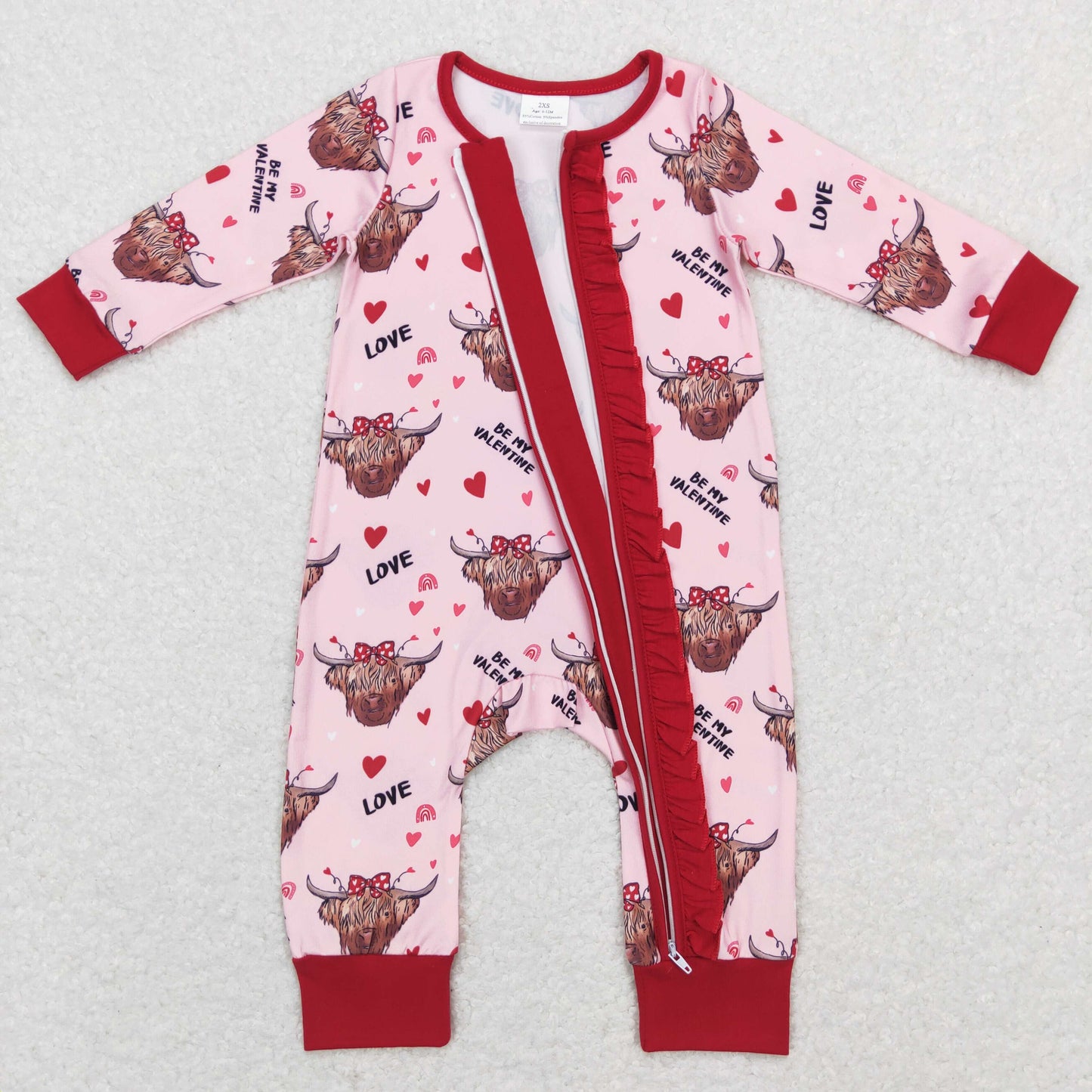 LR0804 zip up cow love long sleeve girl romper 2023112 RTS