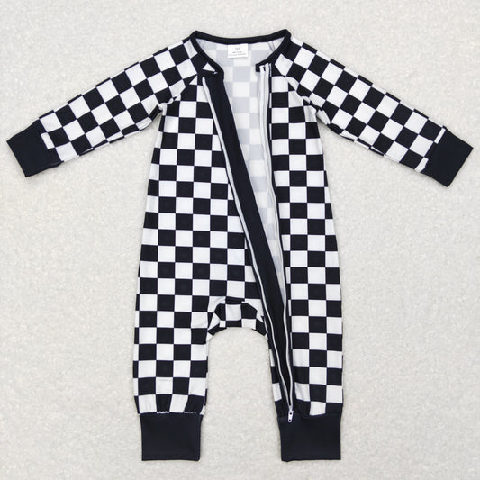 LR0812 Checkerboard  long sleeve girl romper 202410 RTS