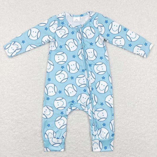 smile long sleeve baseball blue boy romper 1204 RTS