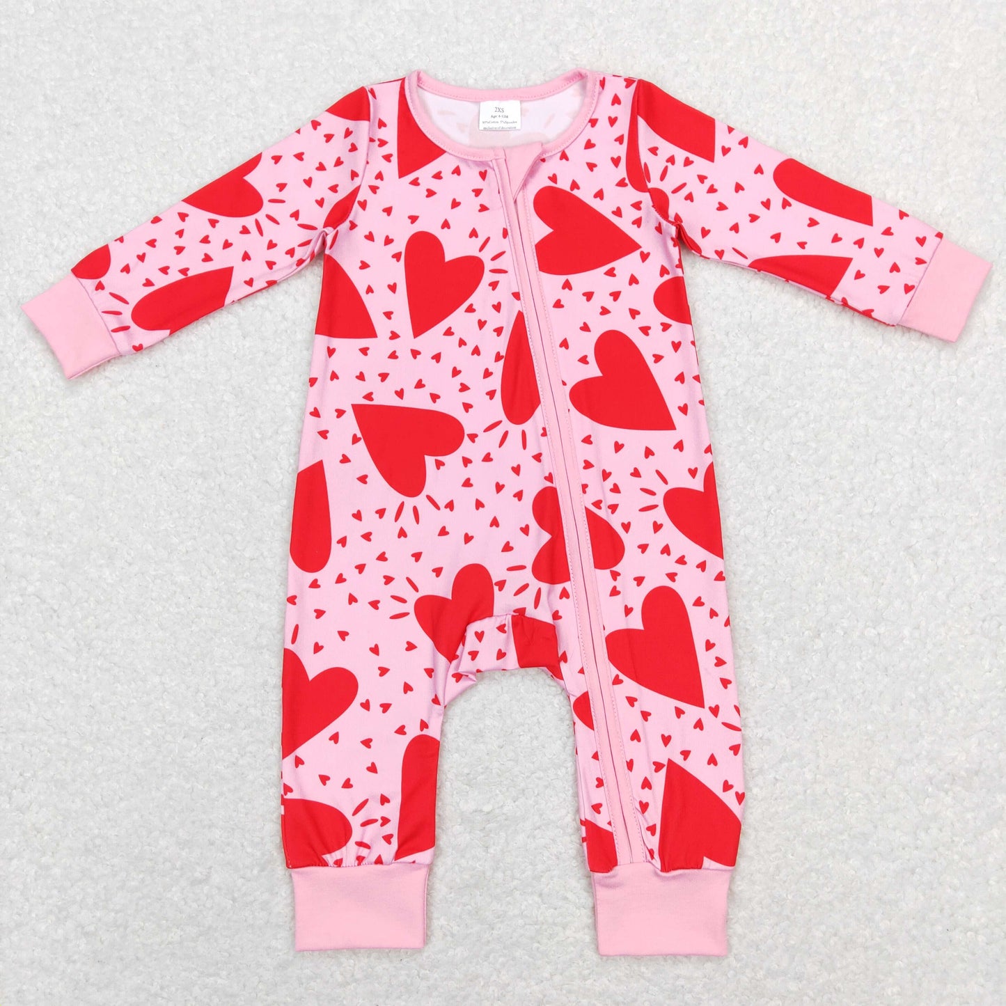 LR0839 valentine love zip up long sleeve girl romper 2023112 RTS