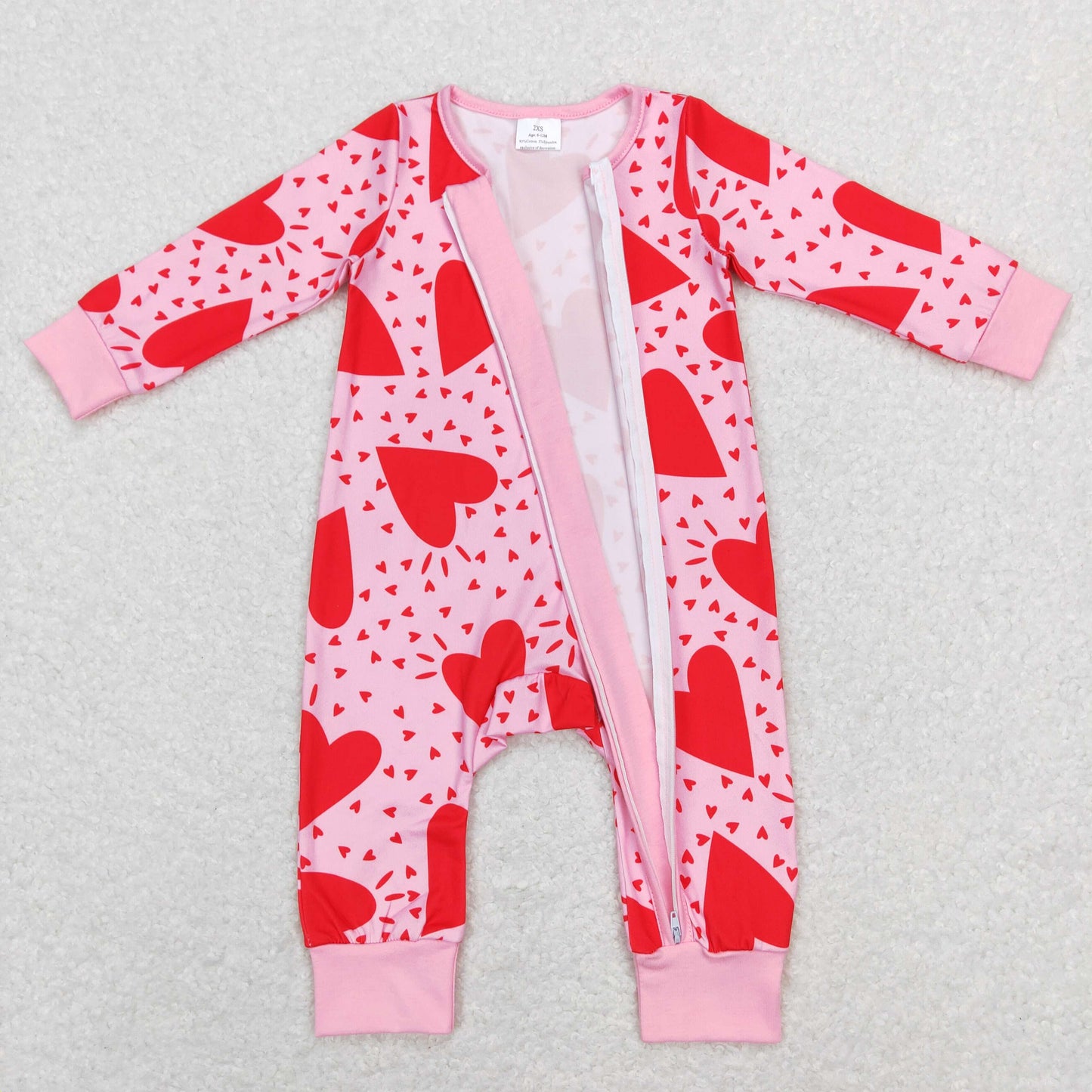 LR0839 valentine love zip up long sleeve girl romper 2023112 RTS