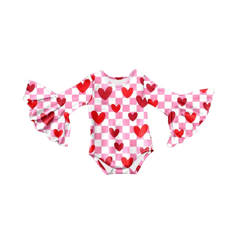 LR0865 long sleeve love valentines girl romper RTS 202401