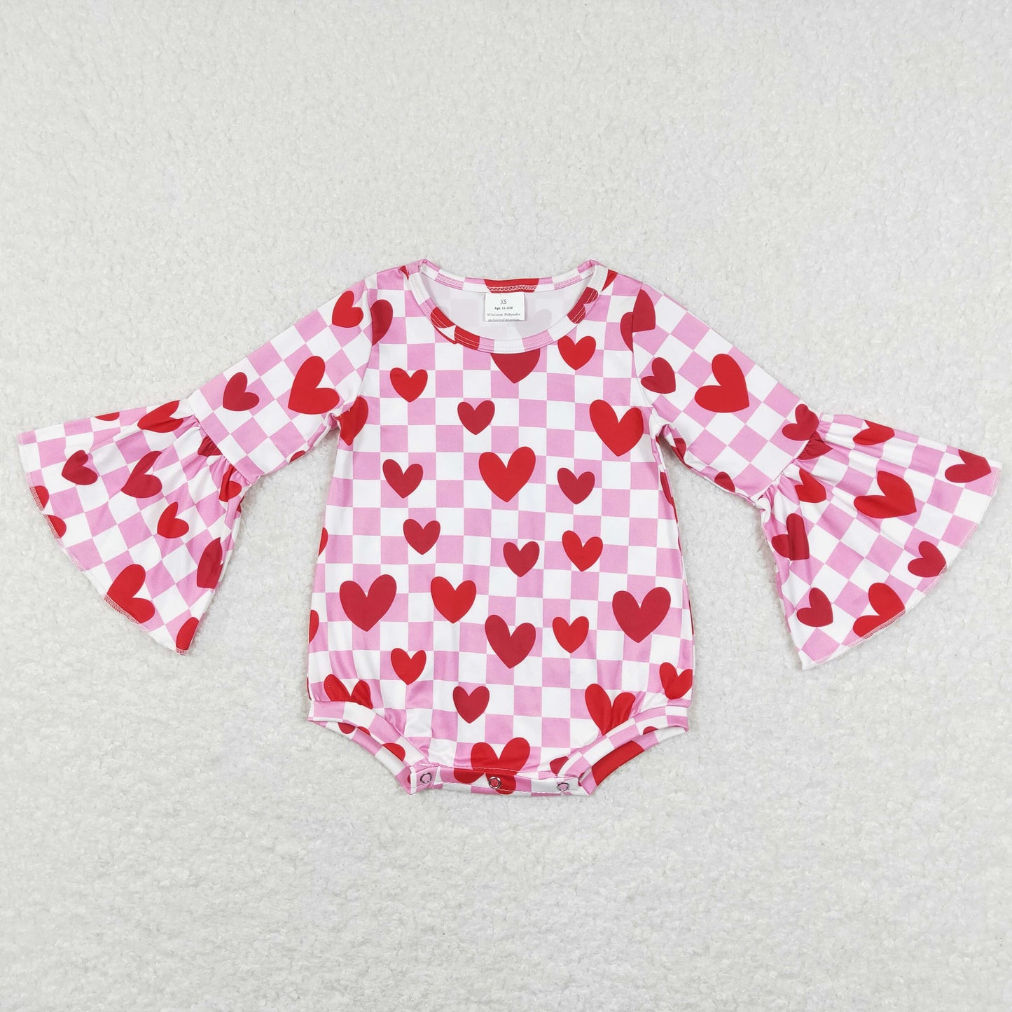 LR0865 long sleeve love valentines girl romper RTS 202401