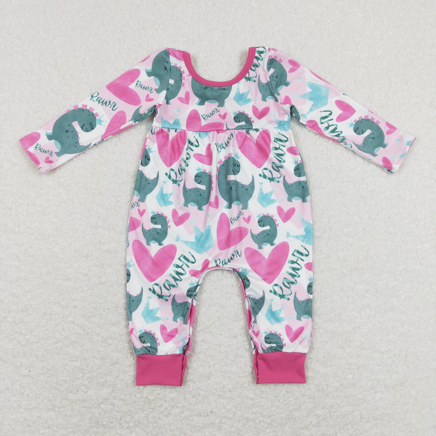 LR0877 Love Valentine dinosaur girl romper 202312 rts