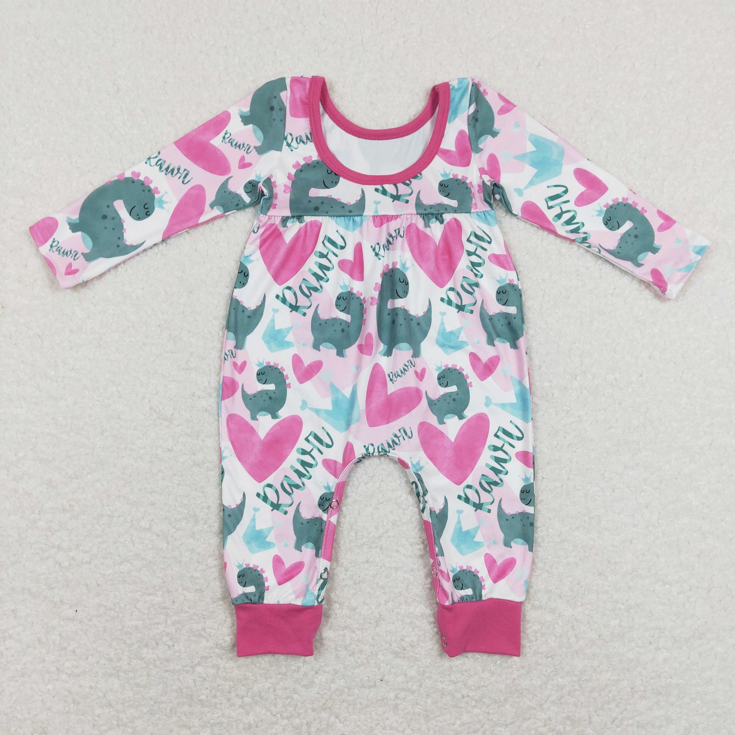 LR0877 Love Valentine dinosaur girl romper 202312 rts