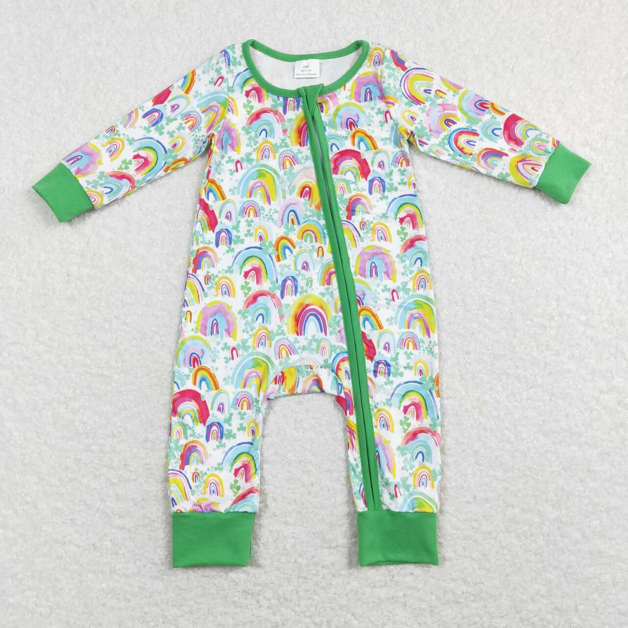 LR0883 zip up lucky ST. Patrick girl romper 202401 RTS