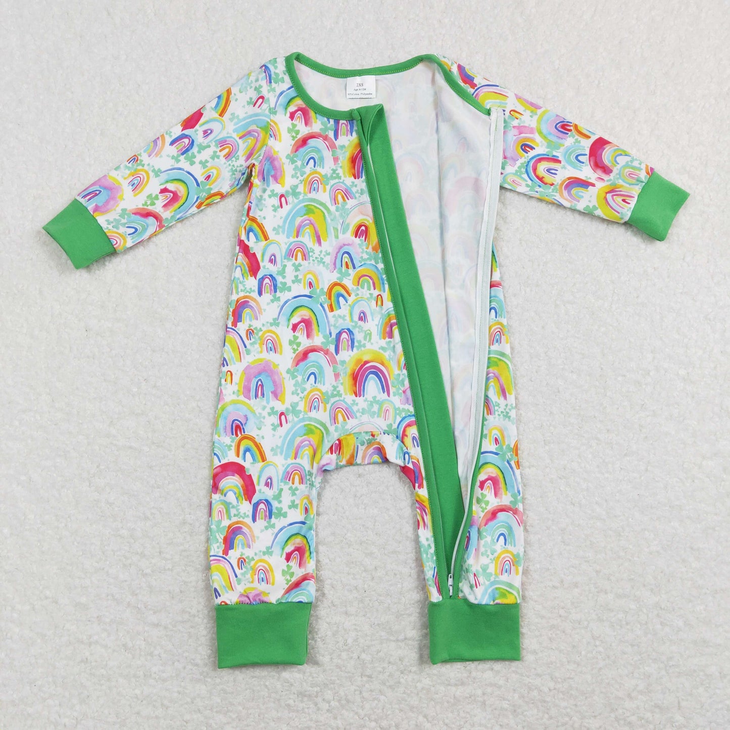 LR0883 zip up lucky ST. Patrick girl romper 202401 RTS