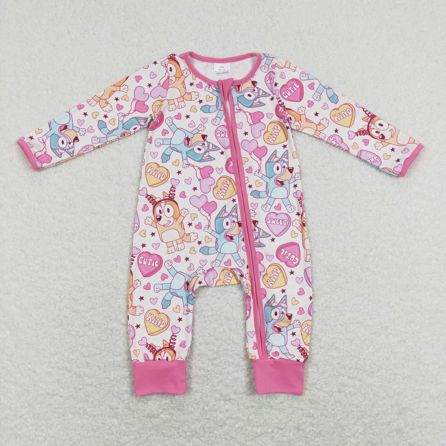 LR0886 Valentine bluey love Zipper girl romper 202401 RTS