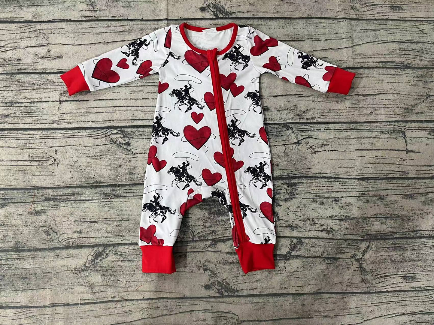 LR0903 RTS love valentine rodeo girl romper 202401