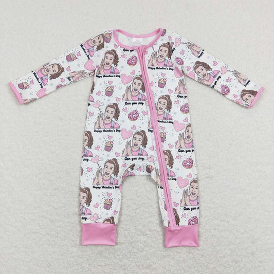 LR0887 Valentine Mr riches love Zipper girl romper 202401 RTS