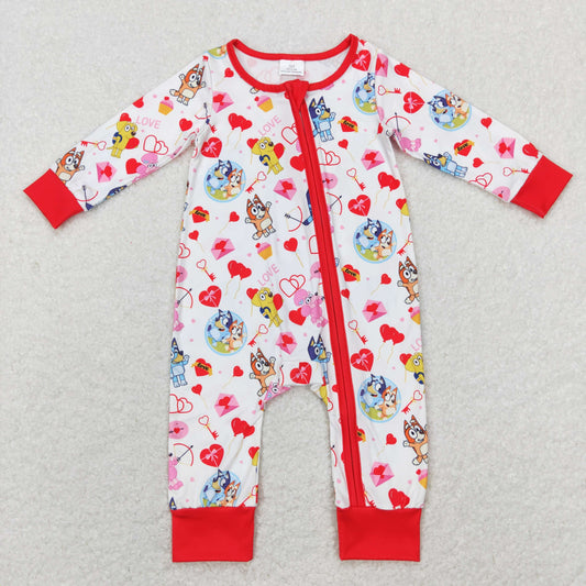 LR0908 RTS bluey dog love valentine boy romper 202401