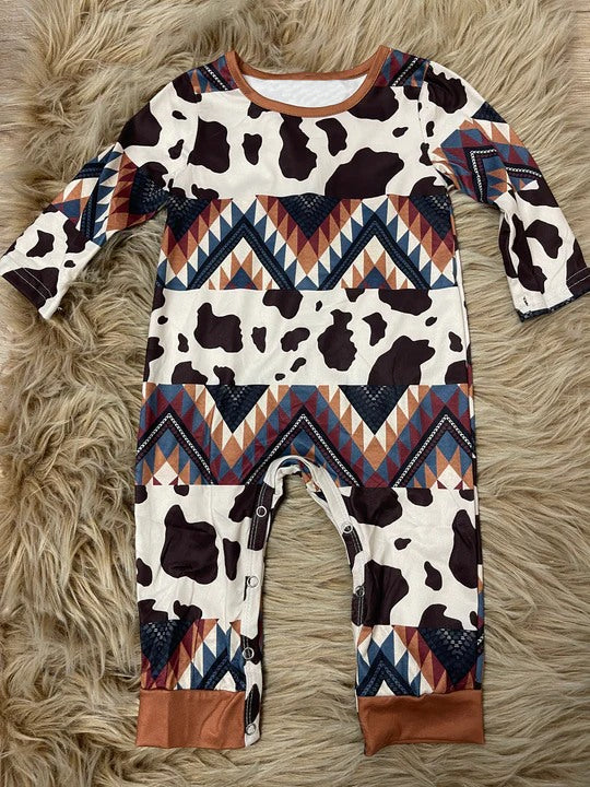 LR0964 cow cartoon boy romper 202405 preorder