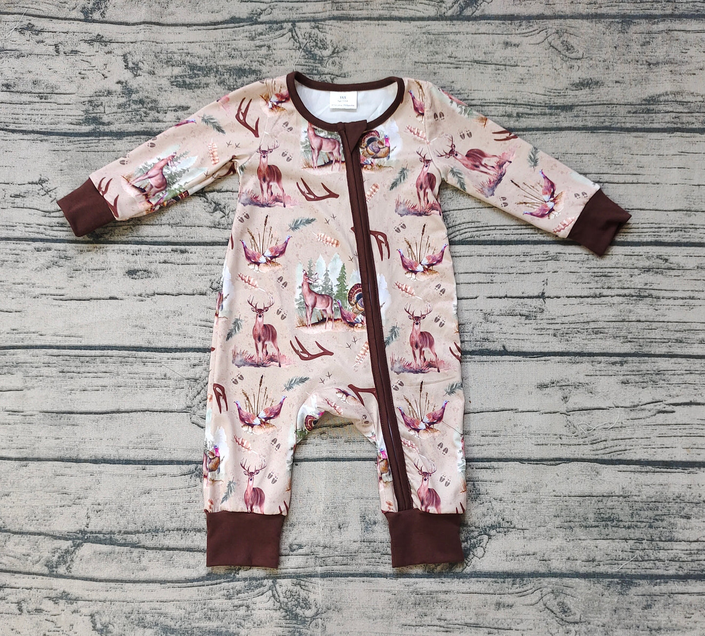 LR1014 Bamboo deer  boy romper 202406 RTS