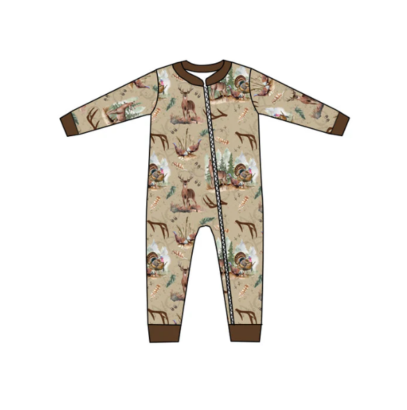 LR1014 Bamboo deer  boy romper 202406 RTS