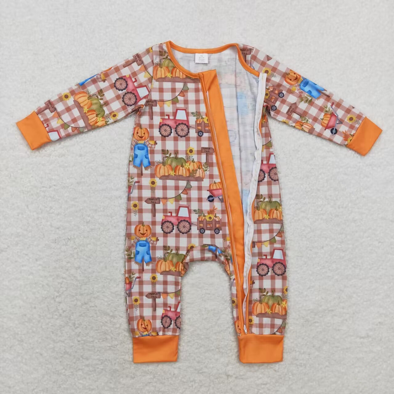 LR1046-BAMBOO Halloween pumpkin girl boy kids romper 202408 RTS