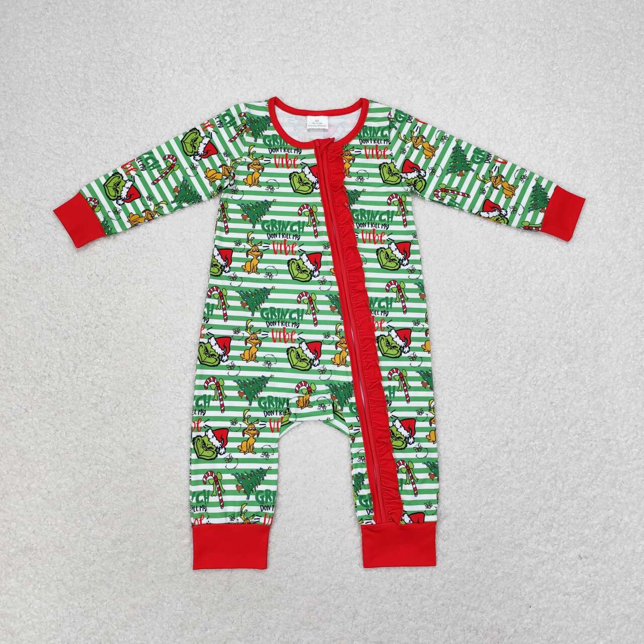 LR1054 Christmas grinch western girl kids romper 202406 RTS Sibling