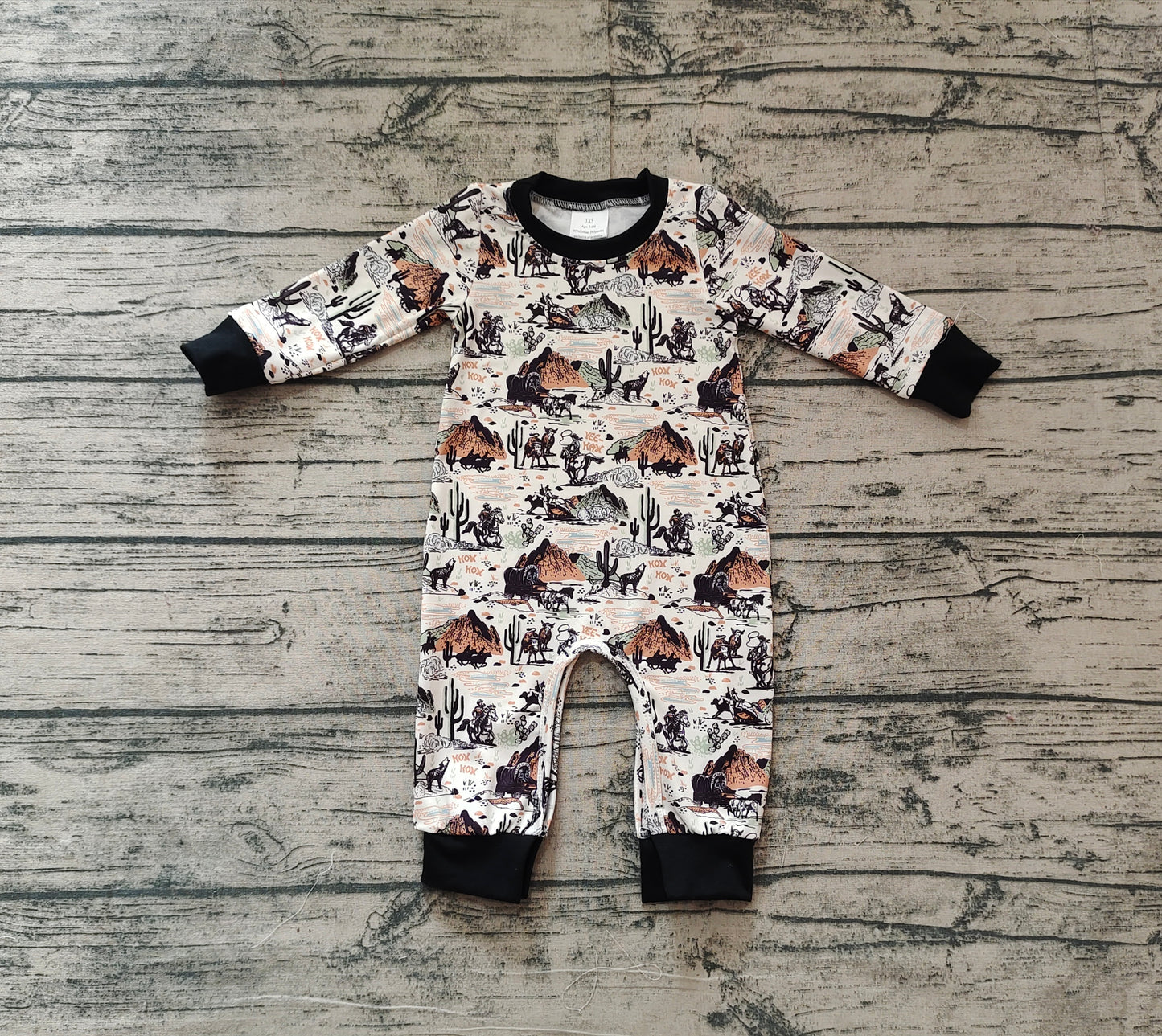 LR1064 western cowboy horse boy romper 202412 sibling preorder