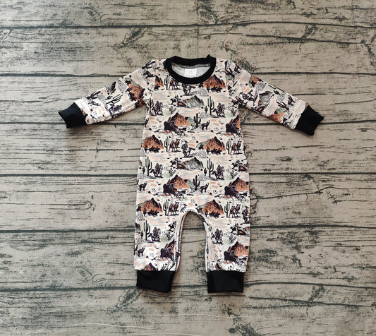 LR1064 western cowboy horse boy romper 202412 sibling preorder