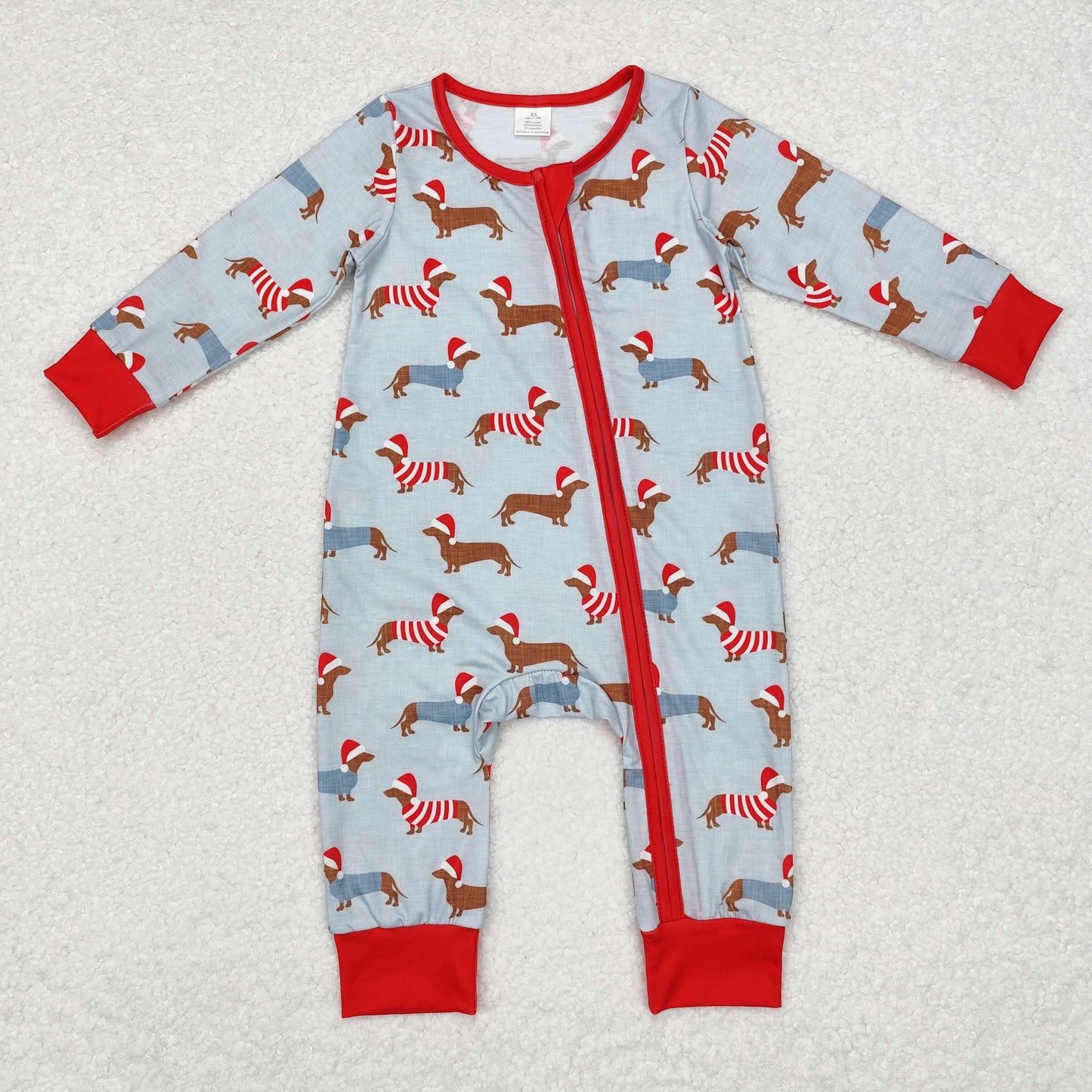 LR1082 Christmas dog boy romper 202408 BAMBOO sibling RTS